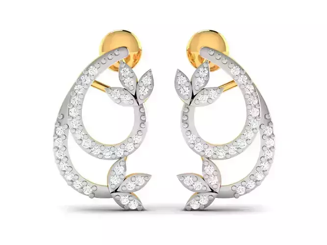 Earrings-3015 pair of diamond earrings gold and gold