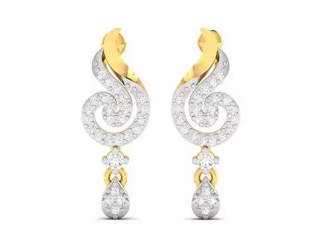 Earrings-3004 diamond dangle earrings in gold