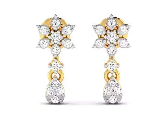 Earrings-2999 gold and diamond star shaped earring