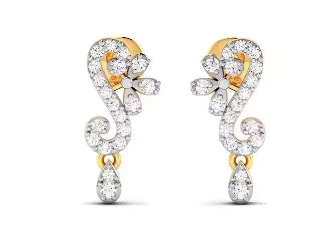 Earrings-2980 two gold and diamond earrings