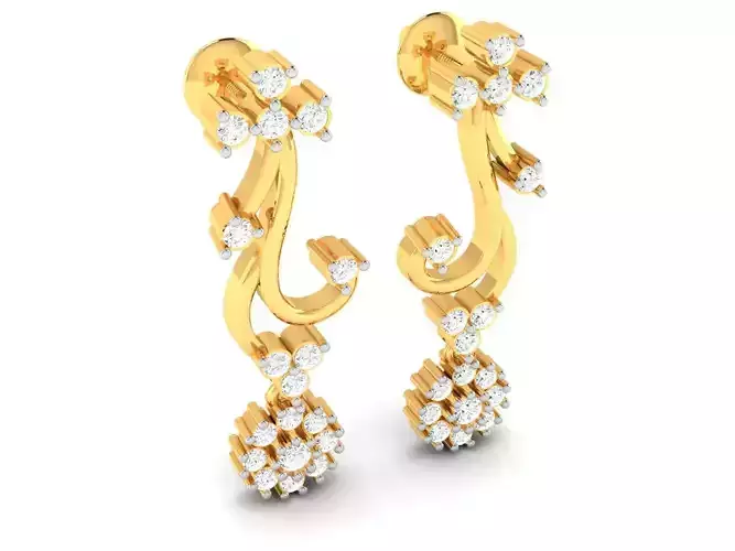 Earrings-2977 diamond dangle earrings gold