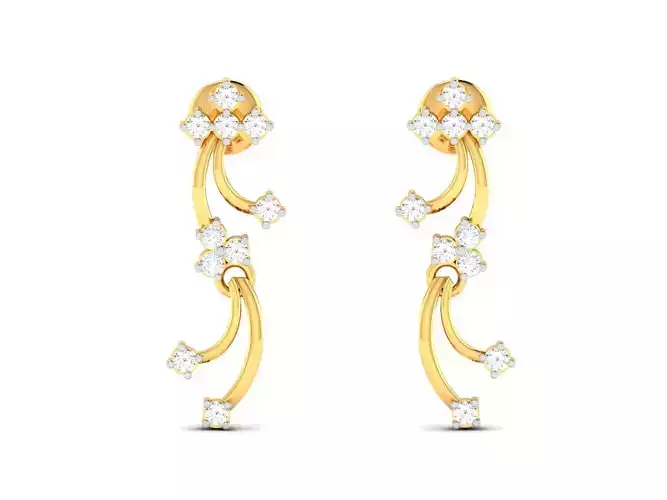 Earrings-2976 diamond dangle earrings gold