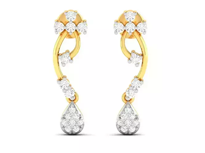 Earrings-2975 diamond drop earrings gold