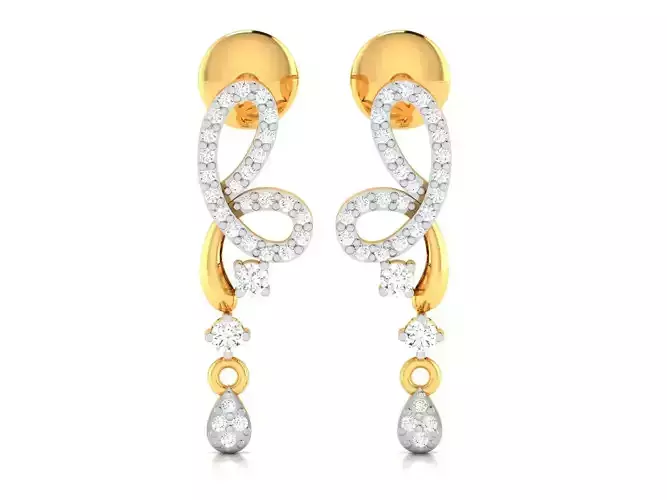 Earrings-2934 diamond dangle earrings in gold