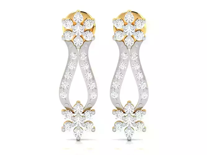 Earrings-2924 diamond flower earring in gold
