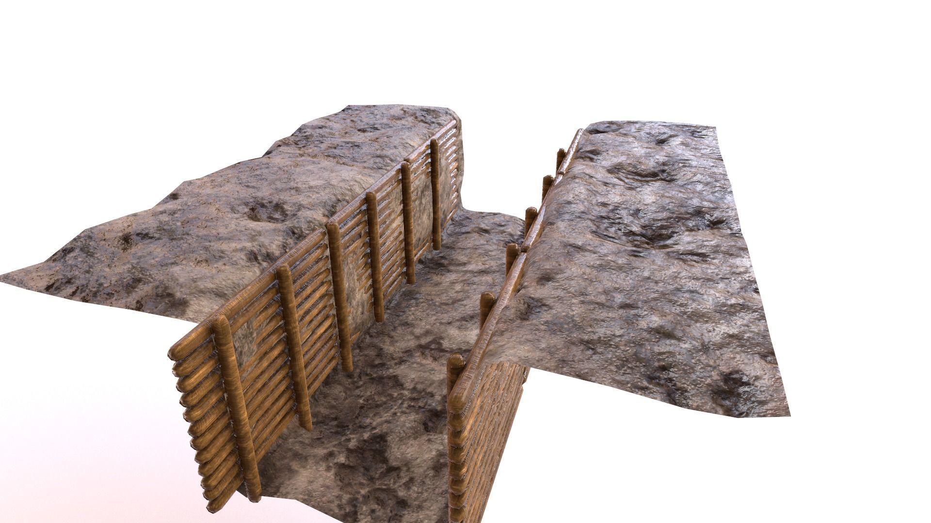 ww1 trench Low-poly 3D model_9