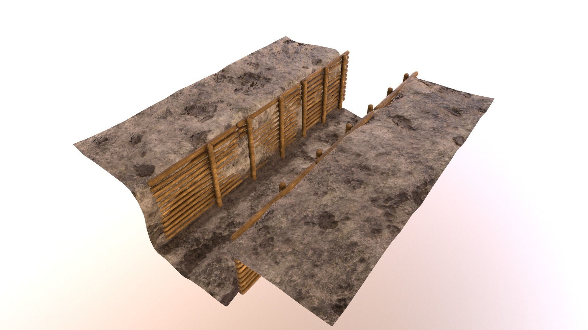 ww1 trench Low-poly 3D model_7