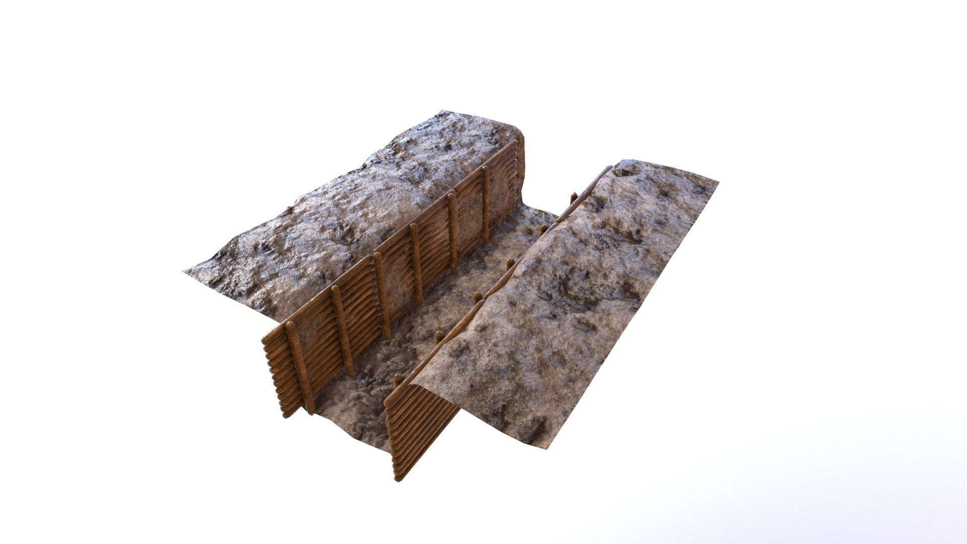 ww1 trench Low-poly 3D model_5