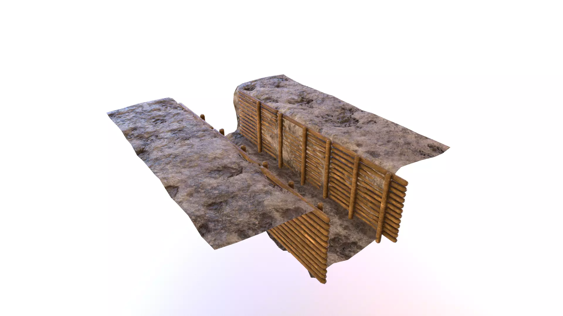 ww1 trench Low-poly 3D model_0