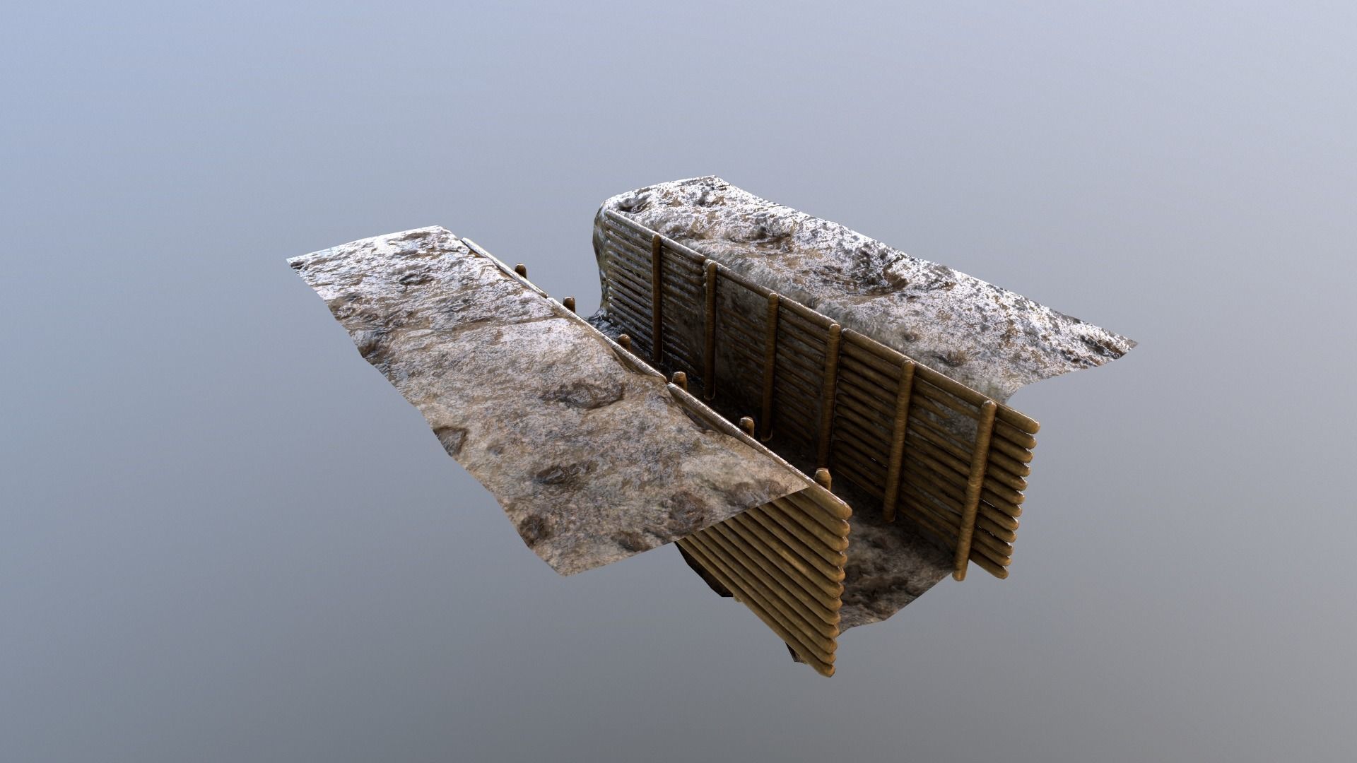 ww1 trench Low-poly 3D model_2