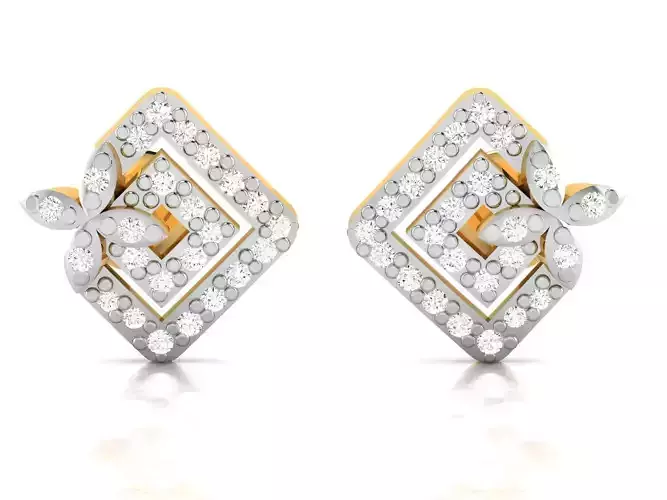 Earrings-2921 pair of diamond earrings gold