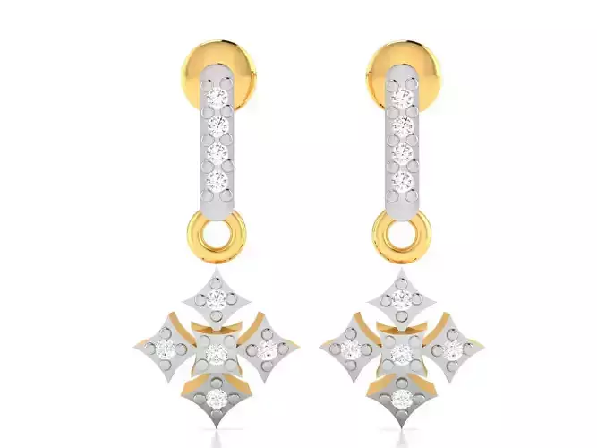 Earrings-2915 pair of diamond earrings gold
