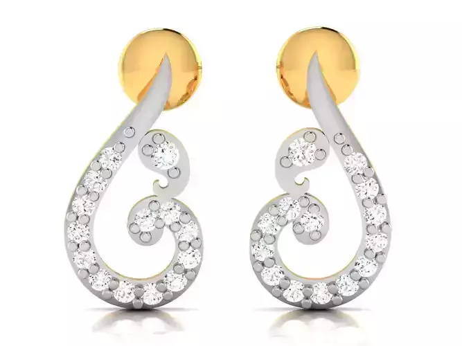 Earrings-2914 pair of earrings with diamonds and gold