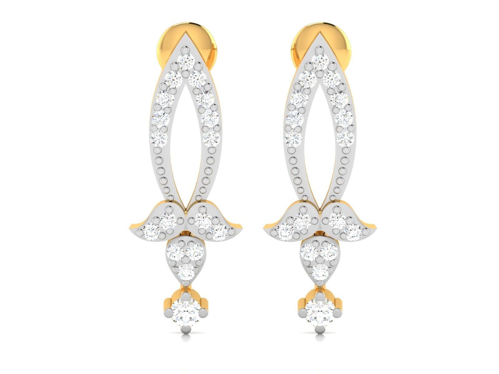 Earrings-2909 diamond earring gold 3D print model_3