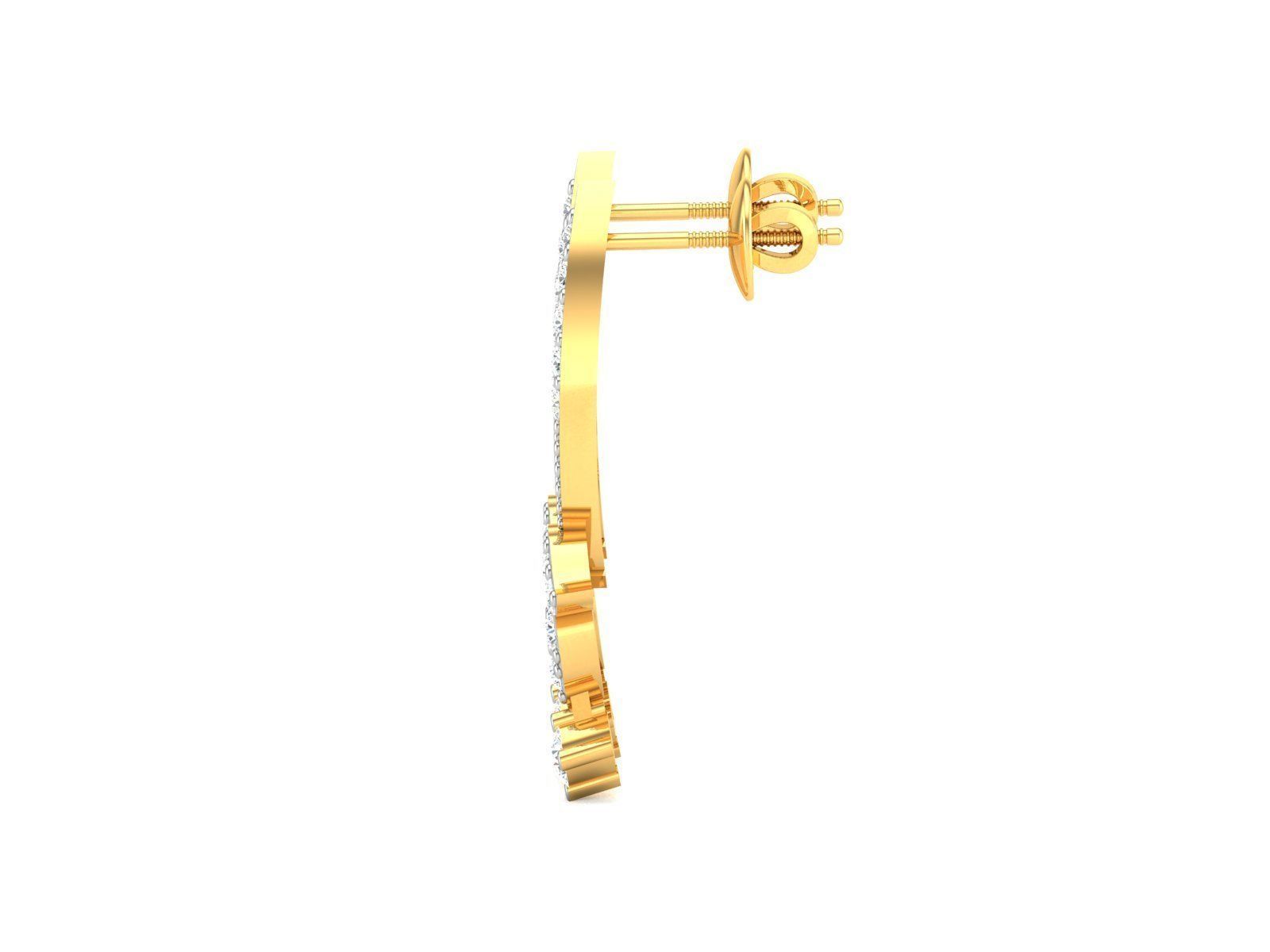 Earrings-2909 diamond earring gold 3D print model_5
