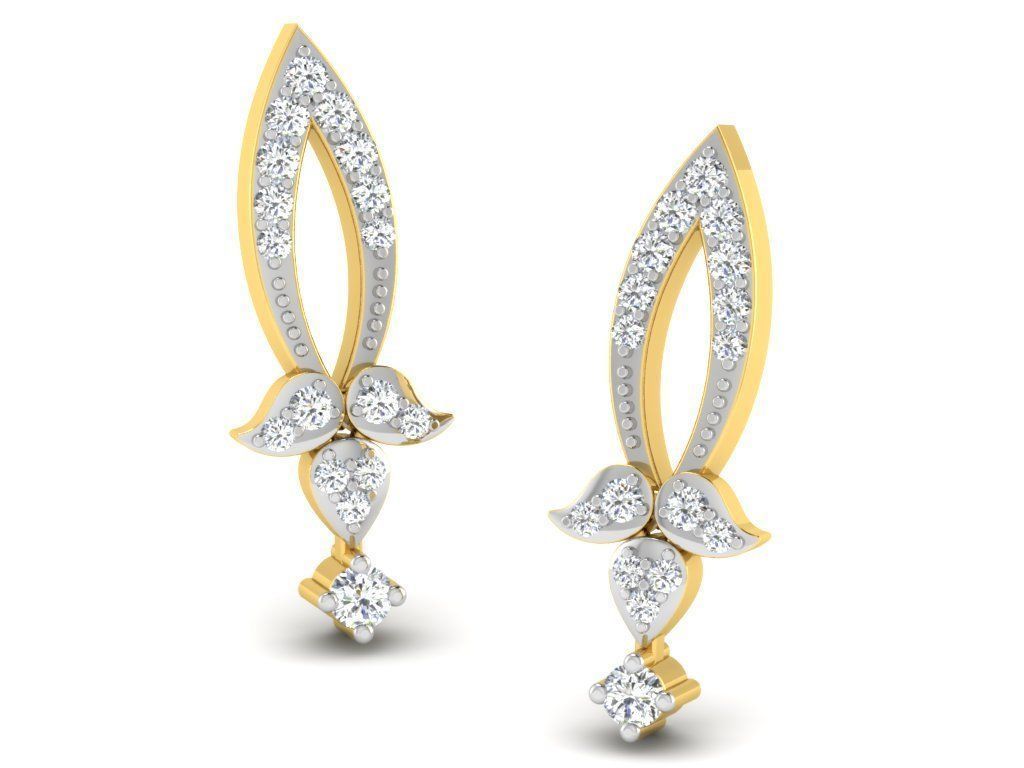 Earrings-2909 diamond earring gold 3D print model_8