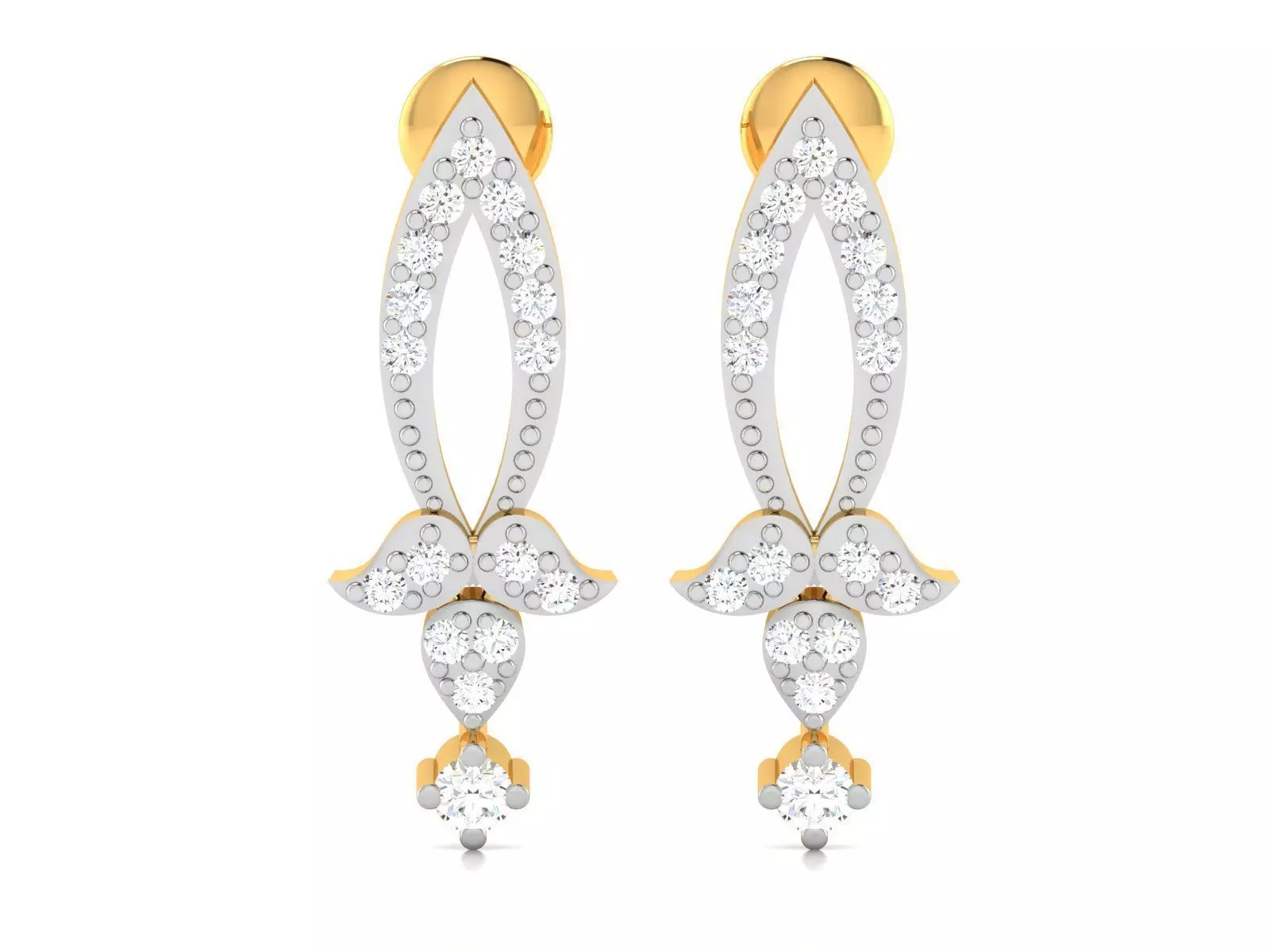 Earrings-2909 diamond earring gold 3D print model_0
