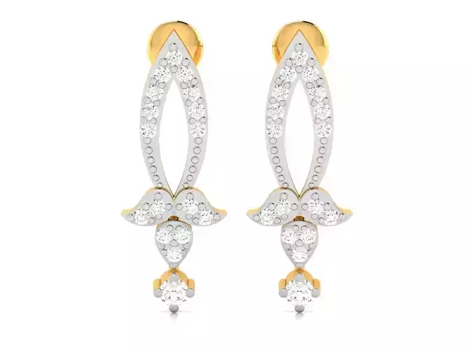 Earrings-2909 diamond earring gold 3D print model