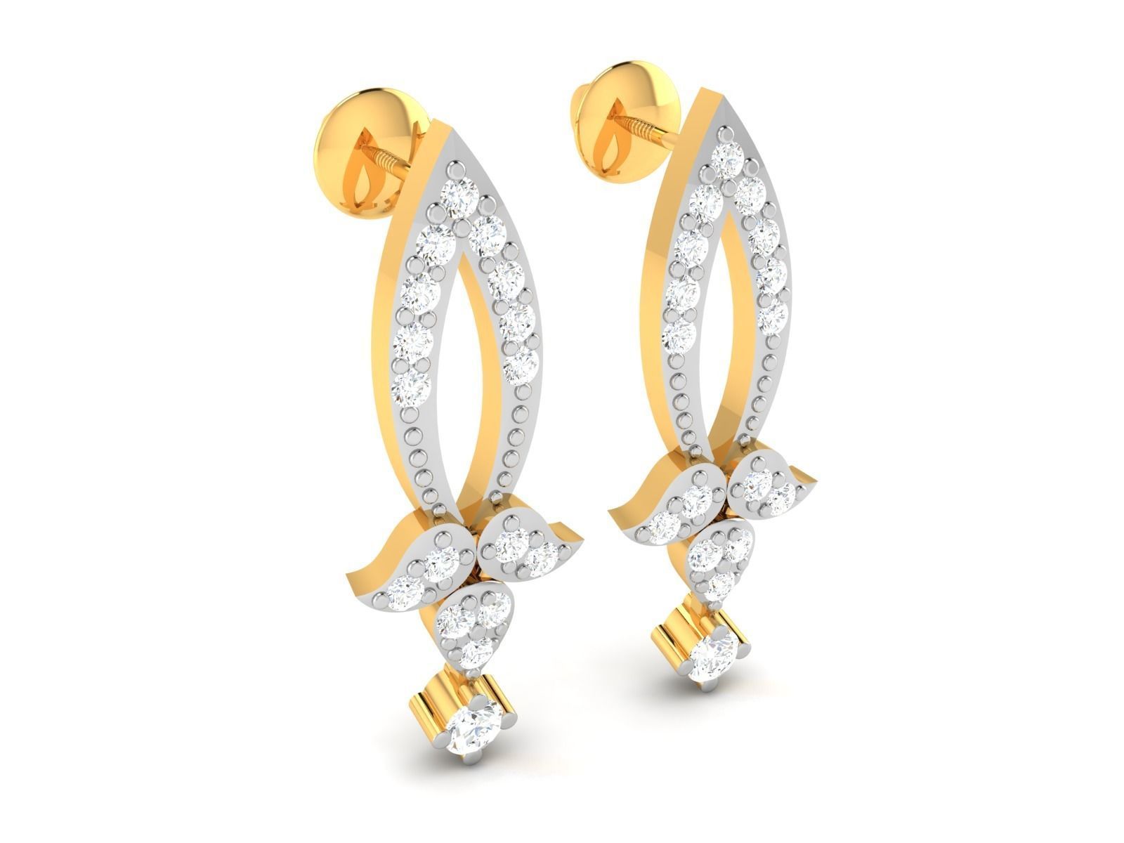 Earrings-2909 diamond earring gold 3D print model_2