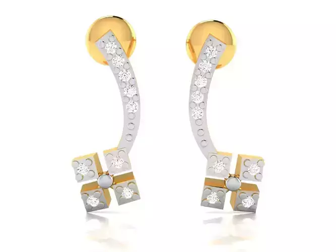 Earrings-2908 pair of diamond earrings gold and gold