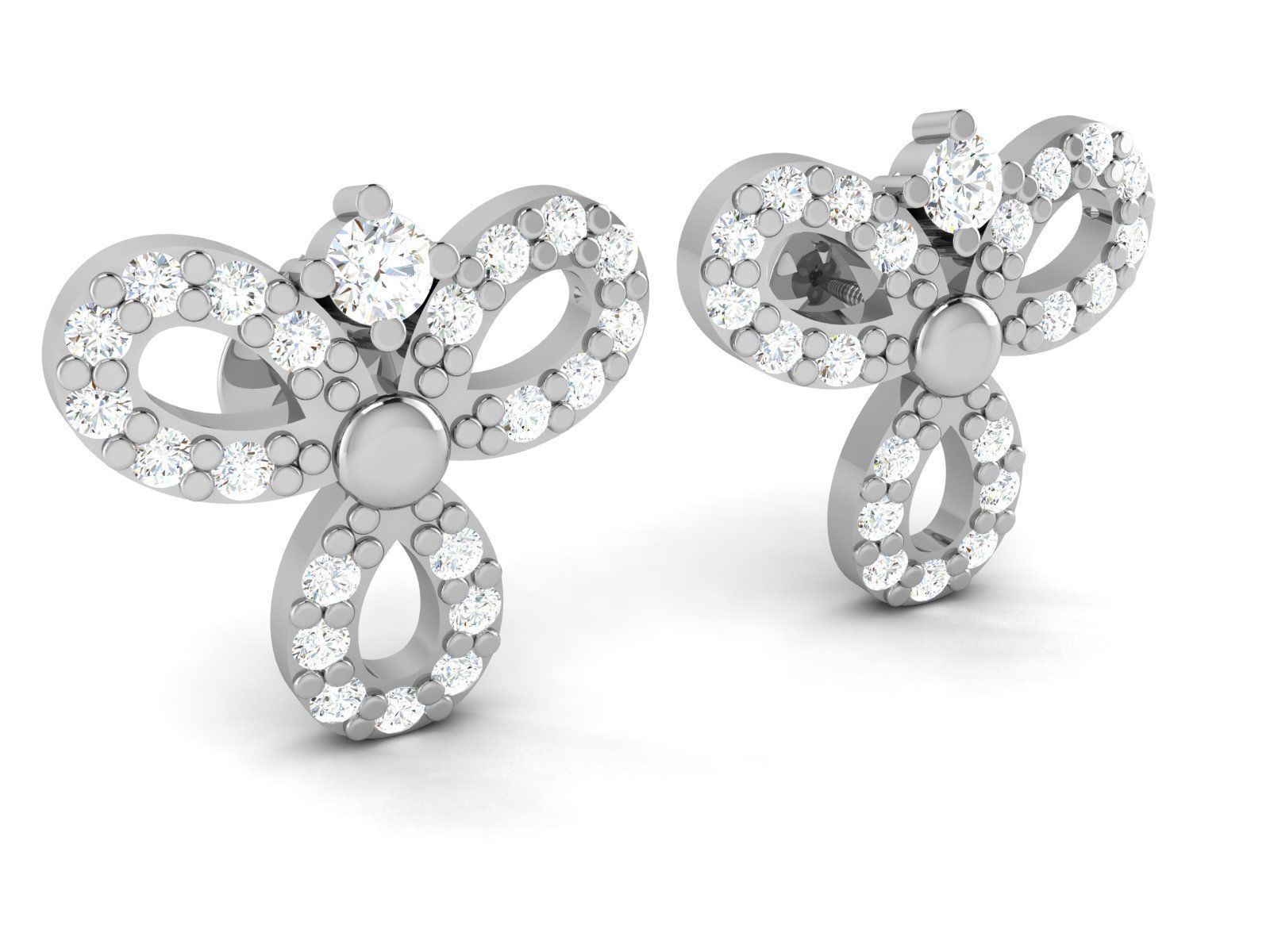 Earrings-2907 diamond stud earring 3D print model_1