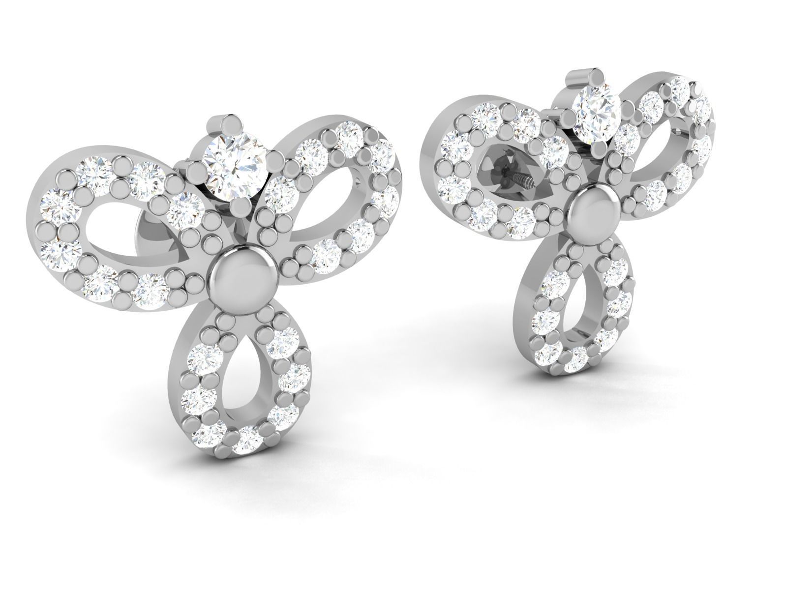 Earrings-2907 diamond stud earring 3D print model_2