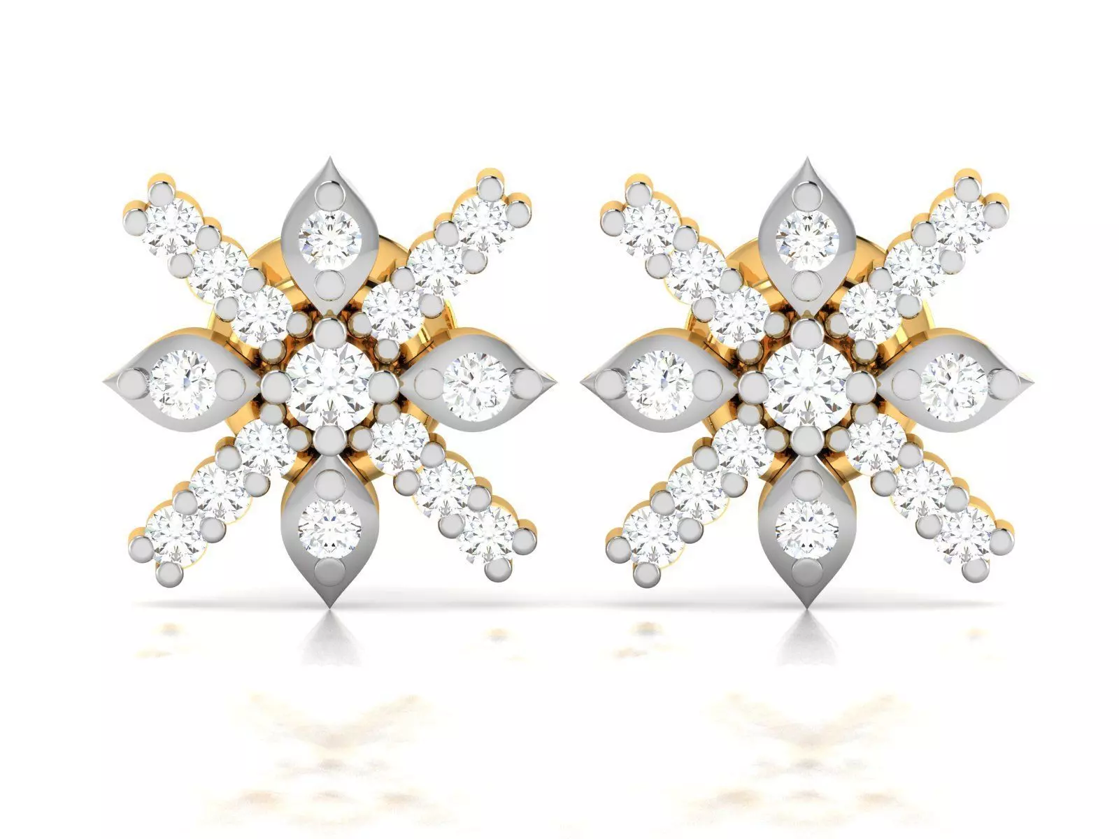 Earrings-2906 gold stud earring with diamonds 3D print model_0