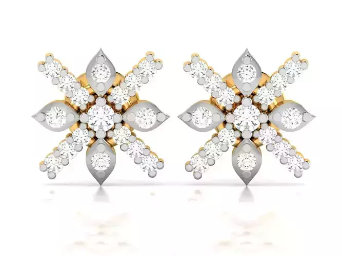 Earrings-2906 gold stud earring with diamonds 3D print model