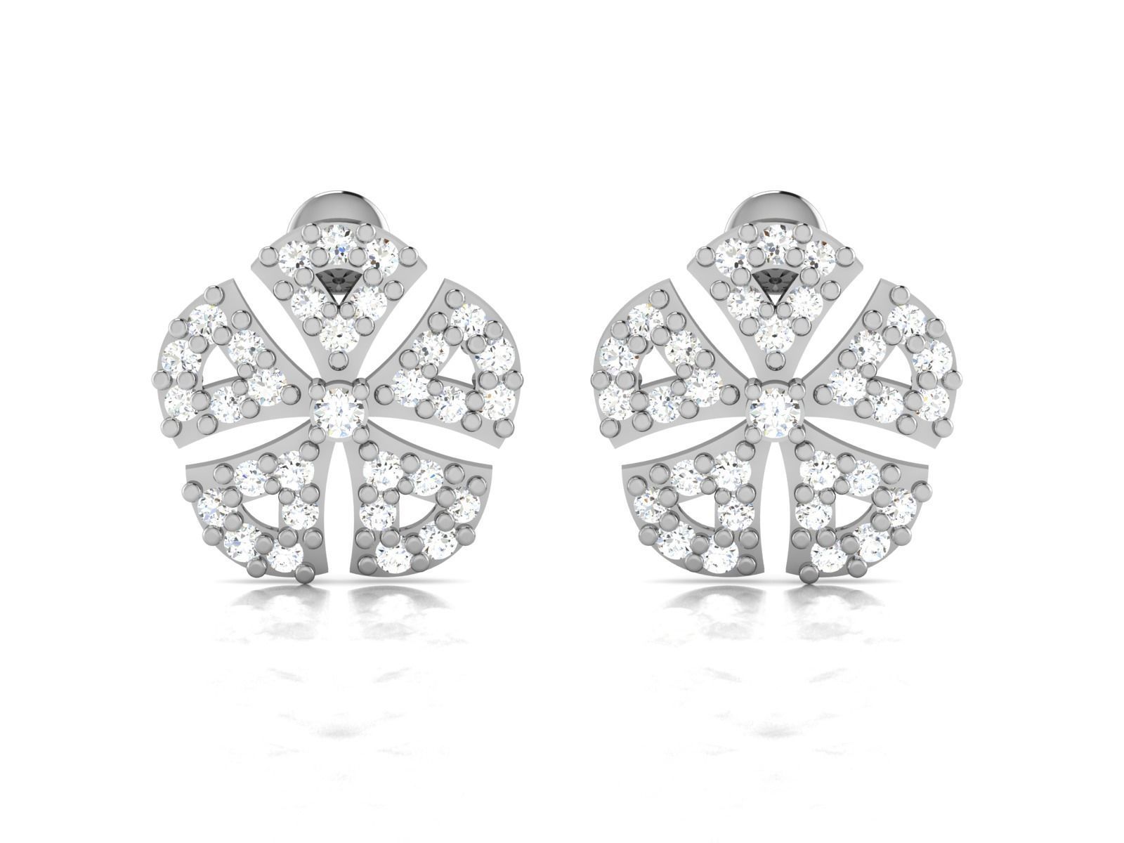 Earrings-2905 diamond stud earring 3D print model_4