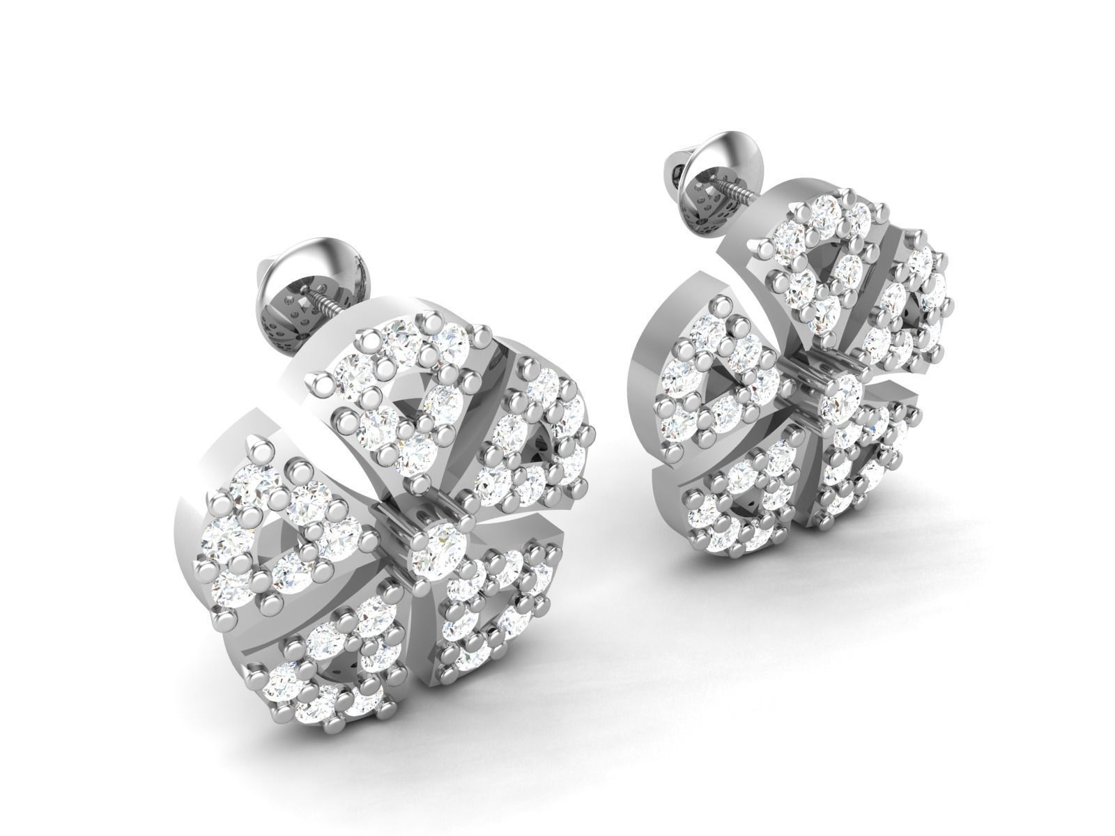 Earrings-2905 diamond stud earring 3D print model_2