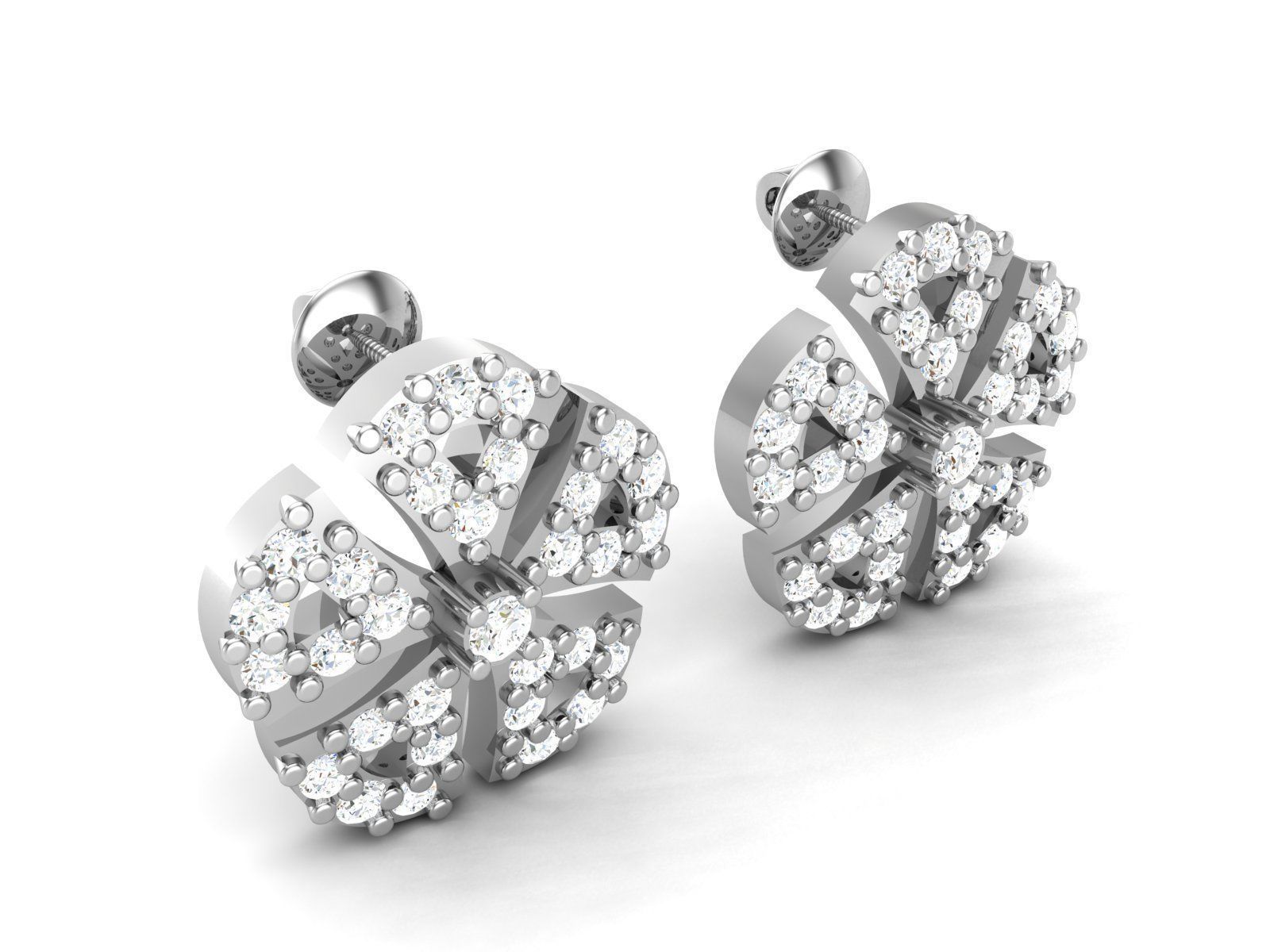 Earrings-2905 diamond stud earring 3D print model_3