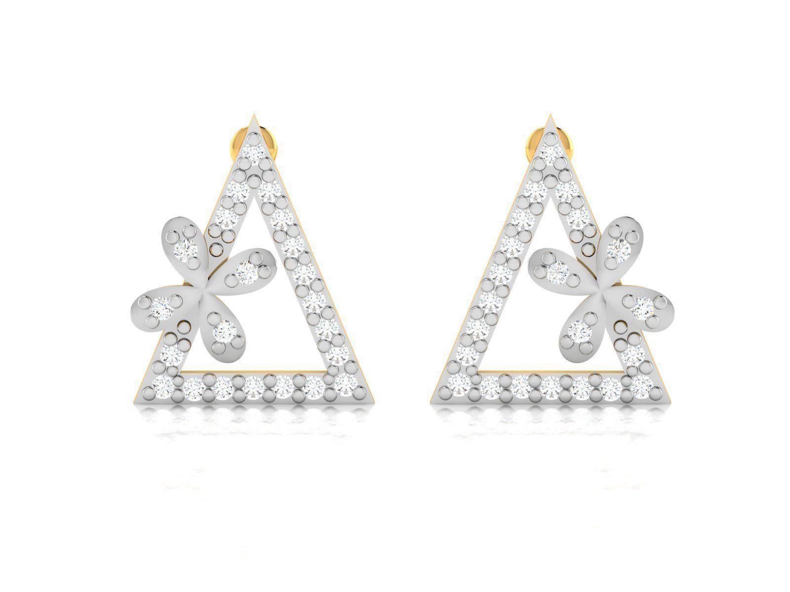 Earrings-2904 pair of earrings with diamonds in shape of tria... 3D print model_4