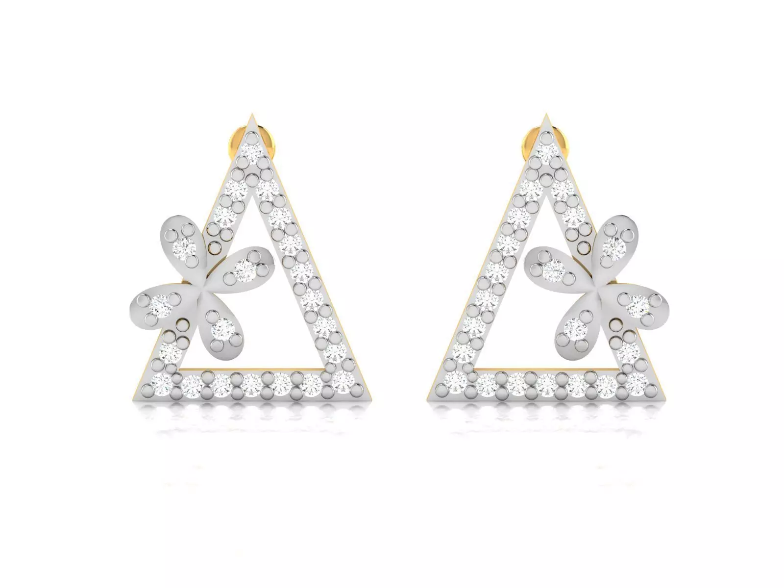 Earrings-2904 pair of earrings with diamonds in shape of tria... 3D print model_0