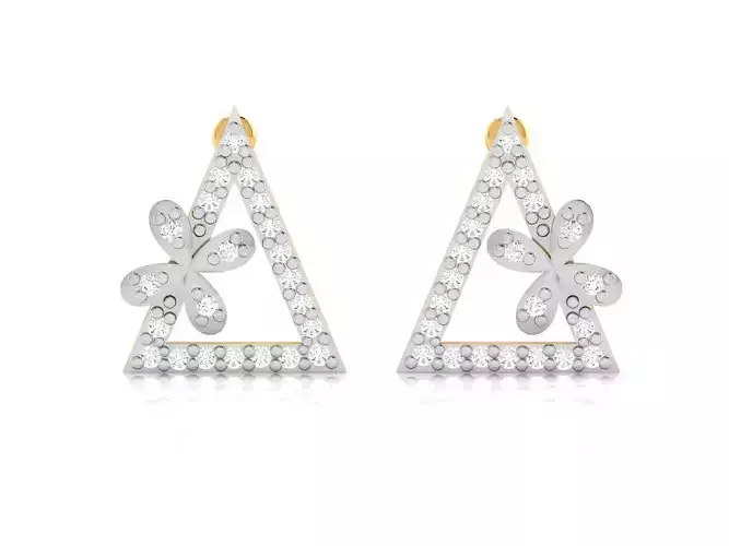 Earrings-2904 pair of earrings with diamonds in shape of tria... 3D print model