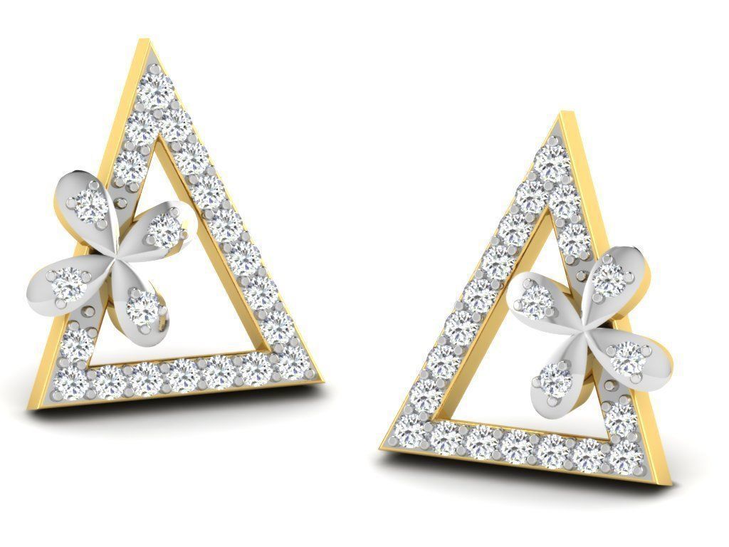 Earrings-2904 pair of earrings with diamonds in shape of tria... 3D print model_7