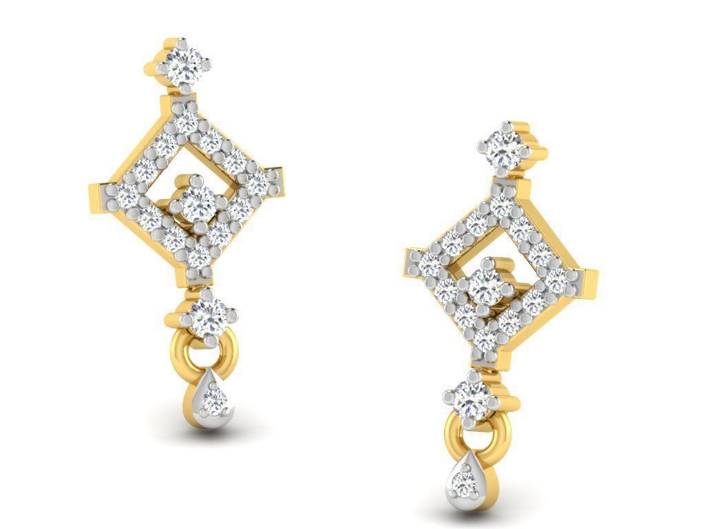 Earrings-2903 gold earring with diamonds 3D print model_7