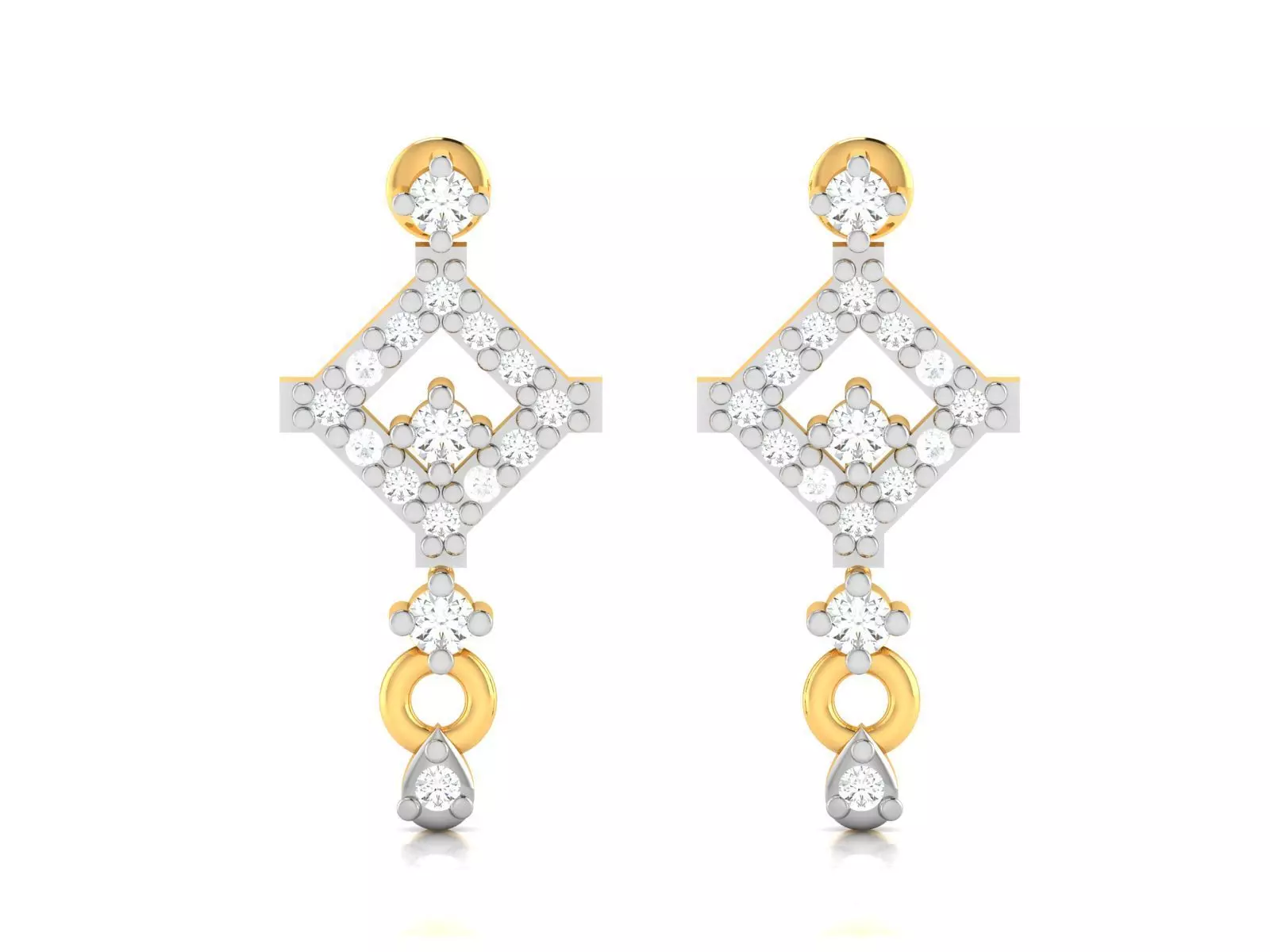 Earrings-2903 gold earring with diamonds 3D print model_0