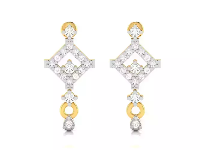 Earrings-2903 gold earring with diamonds 3D print model