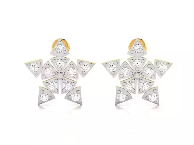 Earrings-2902 diamond earring gold 3D print model