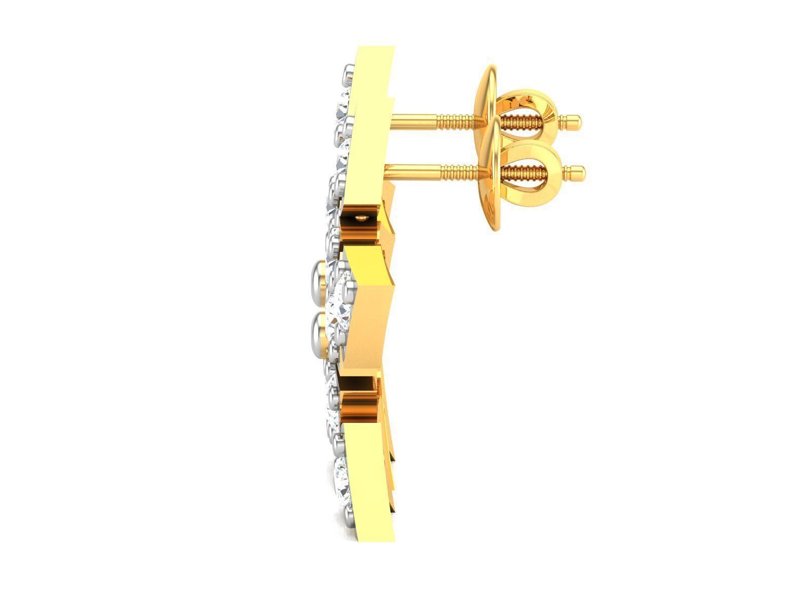 Earrings-2902 diamond earring gold 3D print model_6