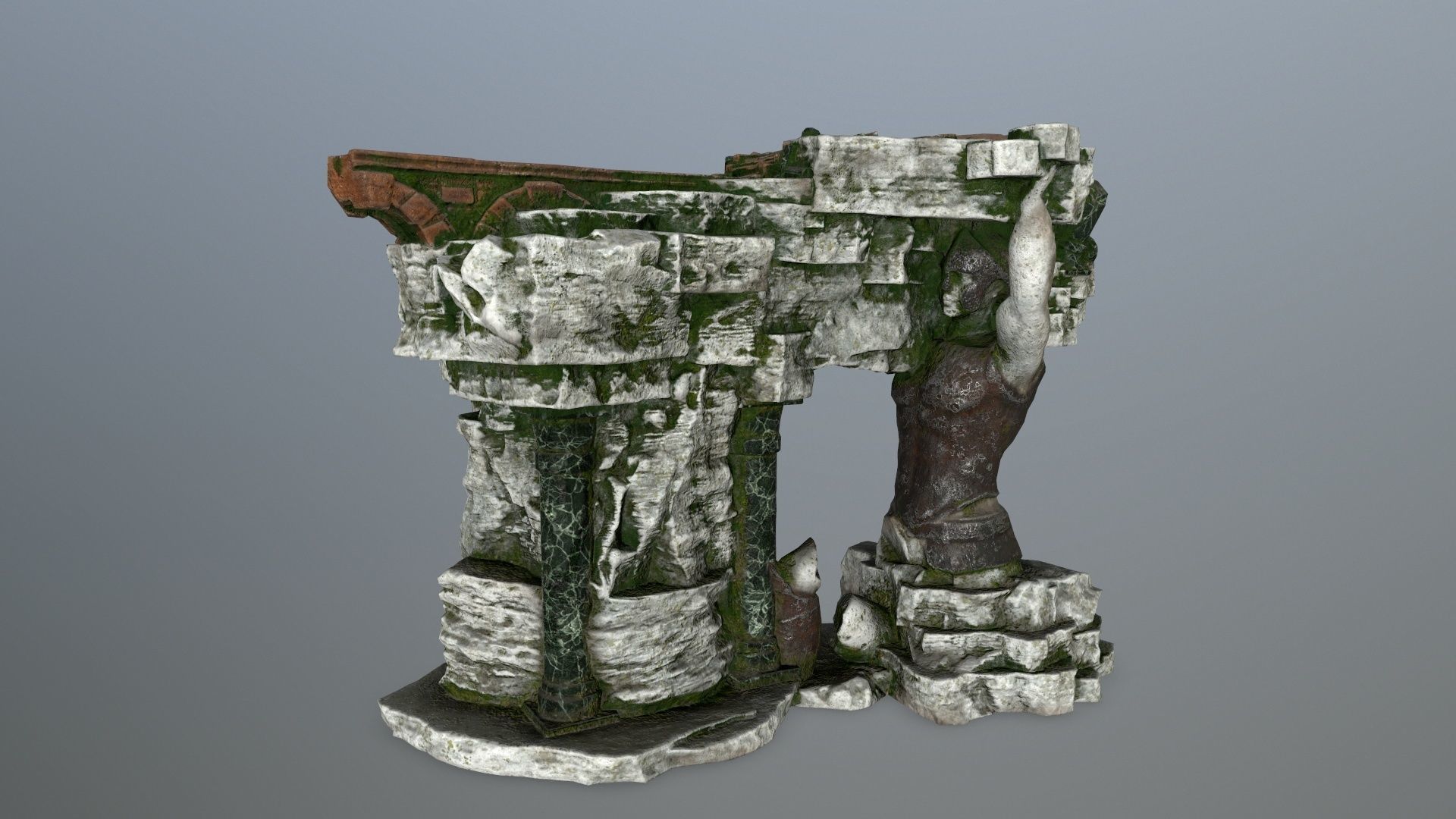old temple  Low-poly 3D model_1