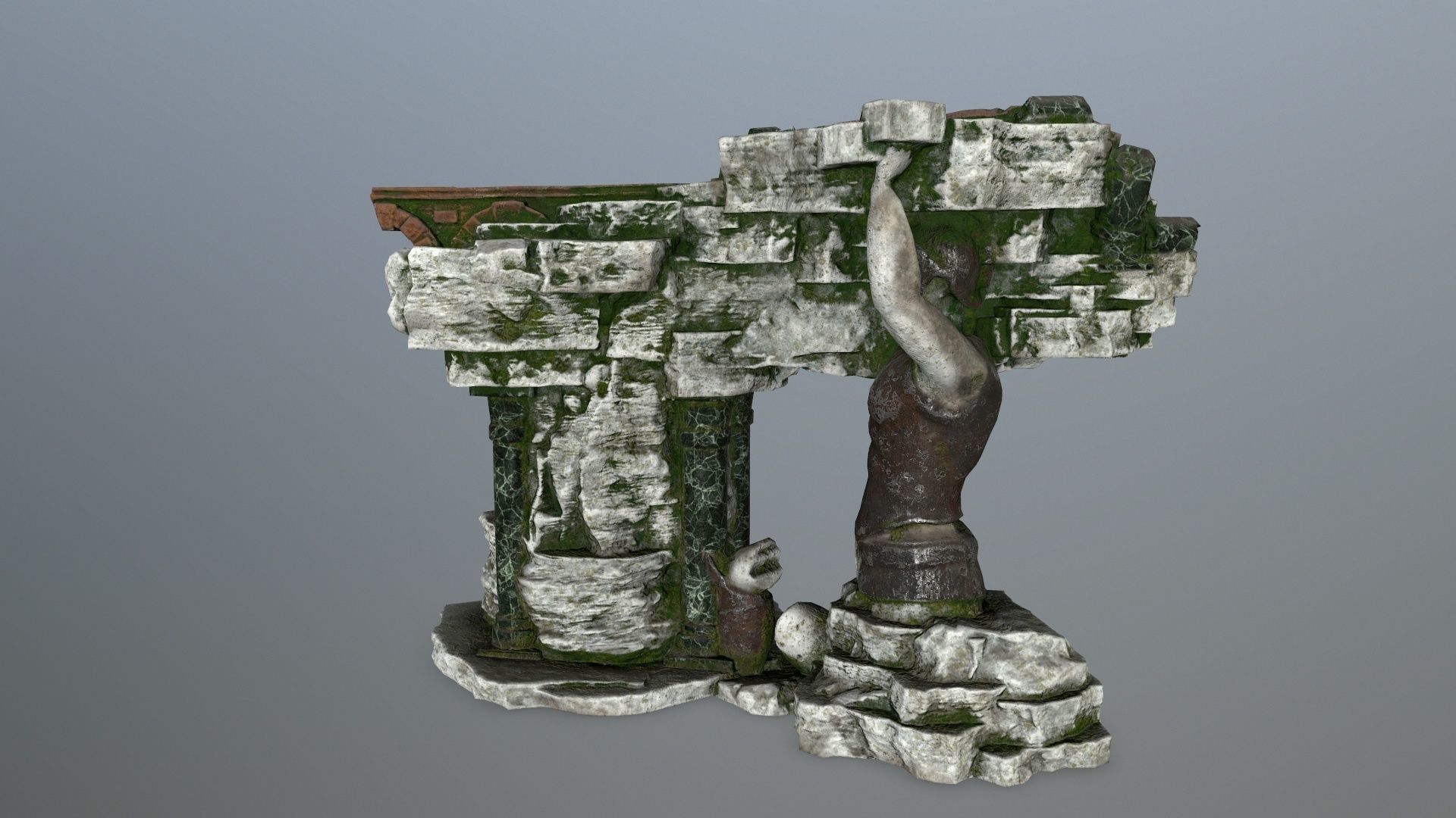 old temple  Low-poly 3D model_2