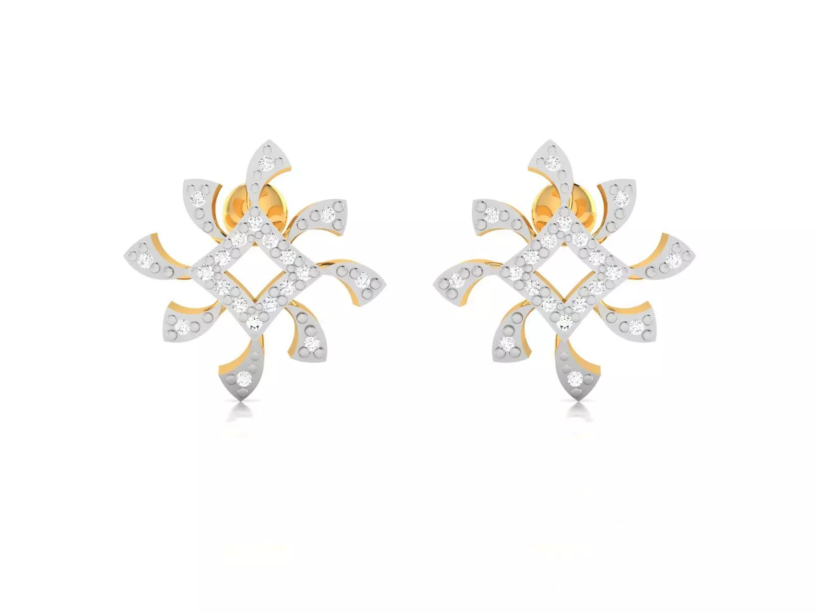 Earrings-2901 gold earring with diamonds 3D print model_0