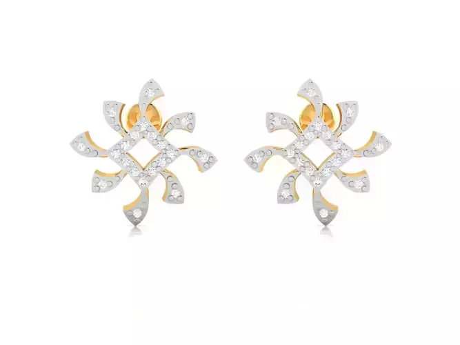 Earrings-2901 gold earring with diamonds 3D print model