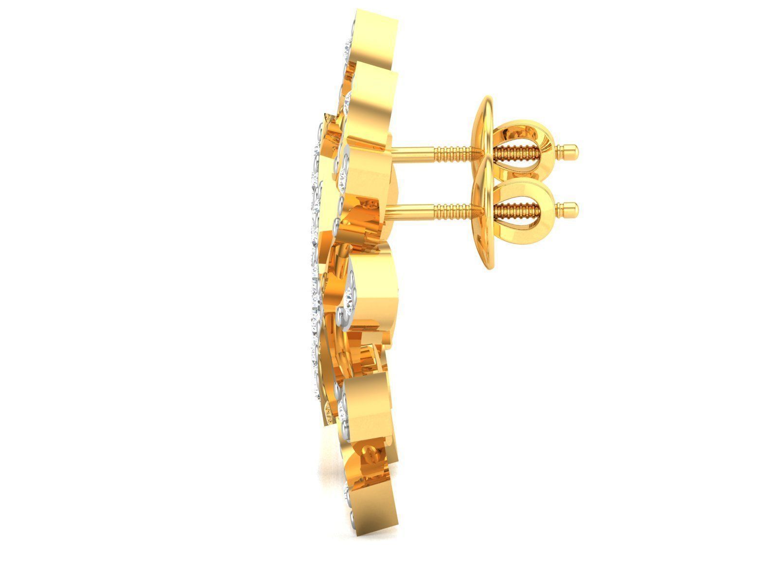 Earrings-2901 gold earring with diamonds 3D print model_5