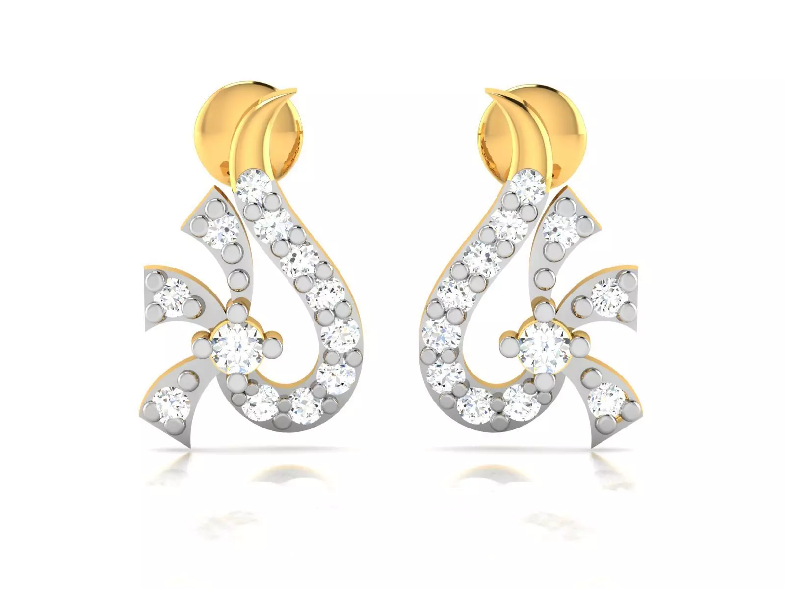 Earrings-2900 diamond earring gold 3D print model_0