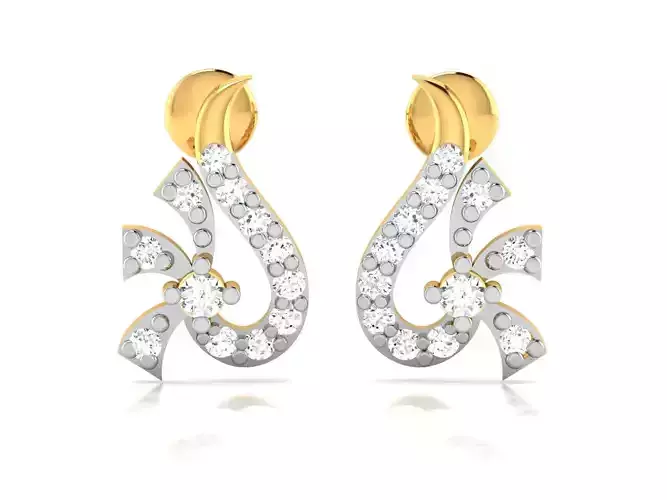 Earrings-2900 diamond earring gold 3D print model