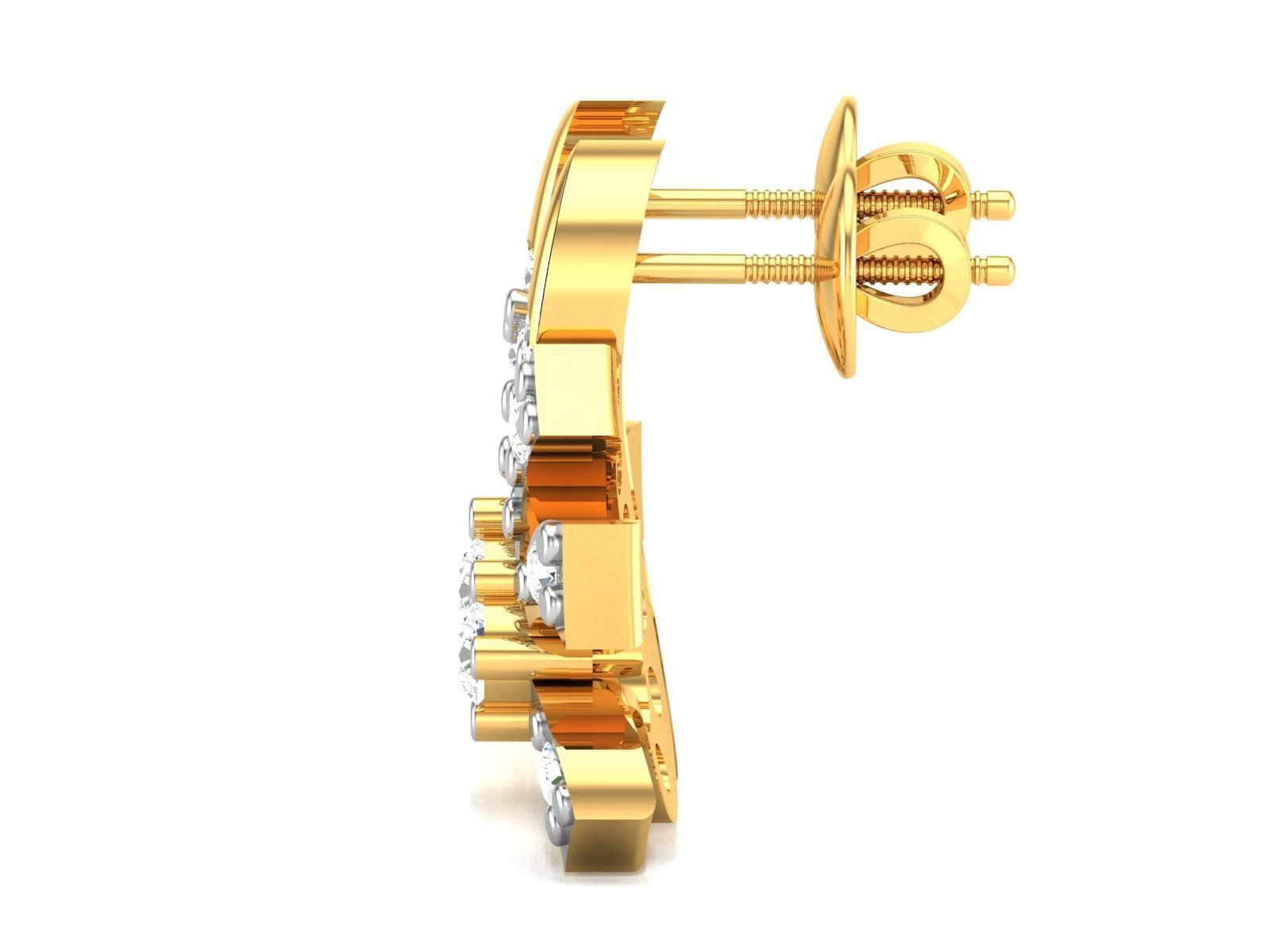 Earrings-2900 diamond earring gold 3D print model_6
