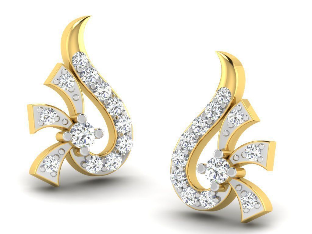 Earrings-2900 diamond earring gold 3D print model_7
