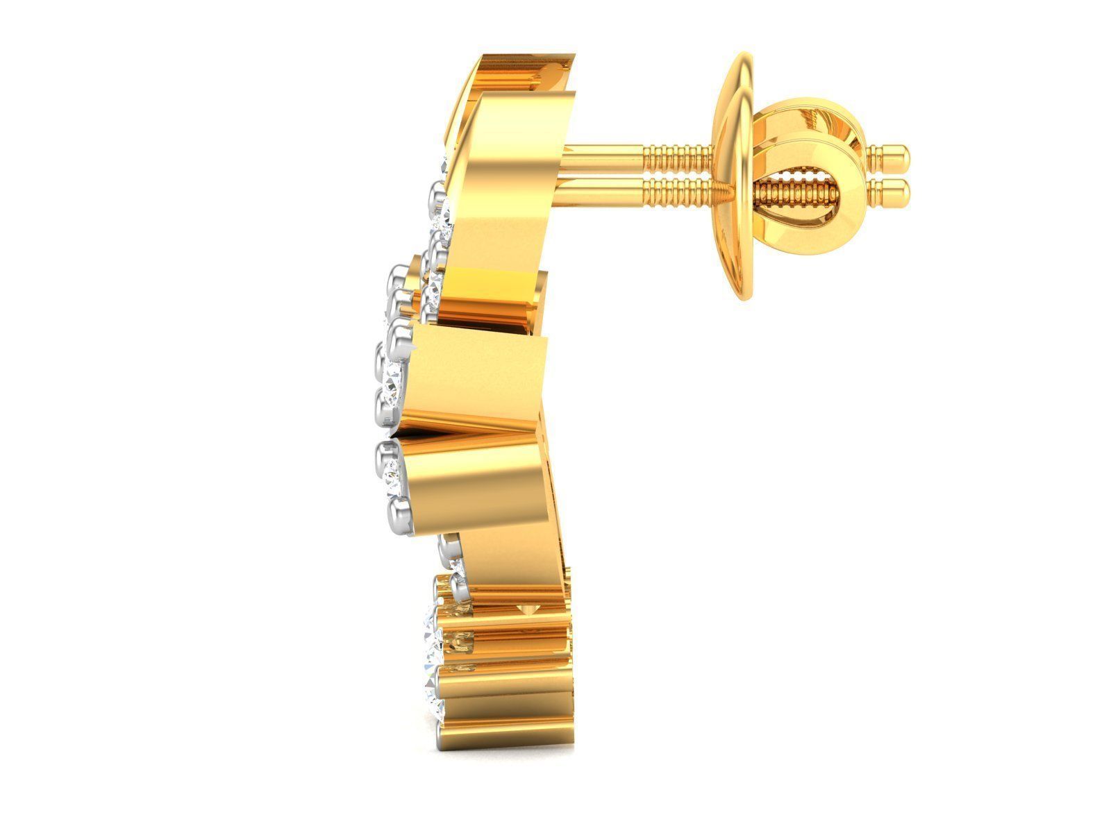 Earrings-2899 pair of diamond earrings gold and gold 3D print model_6